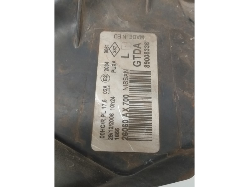 Recambio de faro izquierdo para nissan micra (k12e) 1.2 cat referencia OEM IAM 26060AX700  