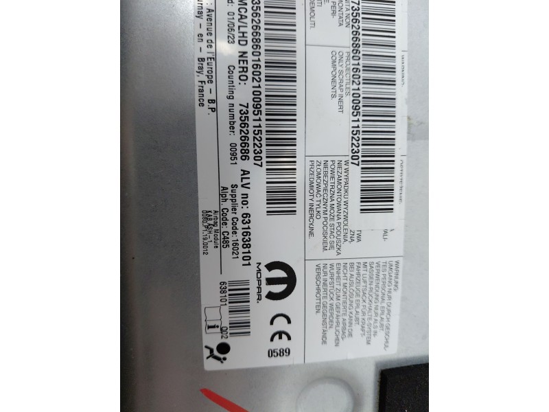 Recambio de no identificado para fiat 500 312 referencia OEM IAM 735626686  