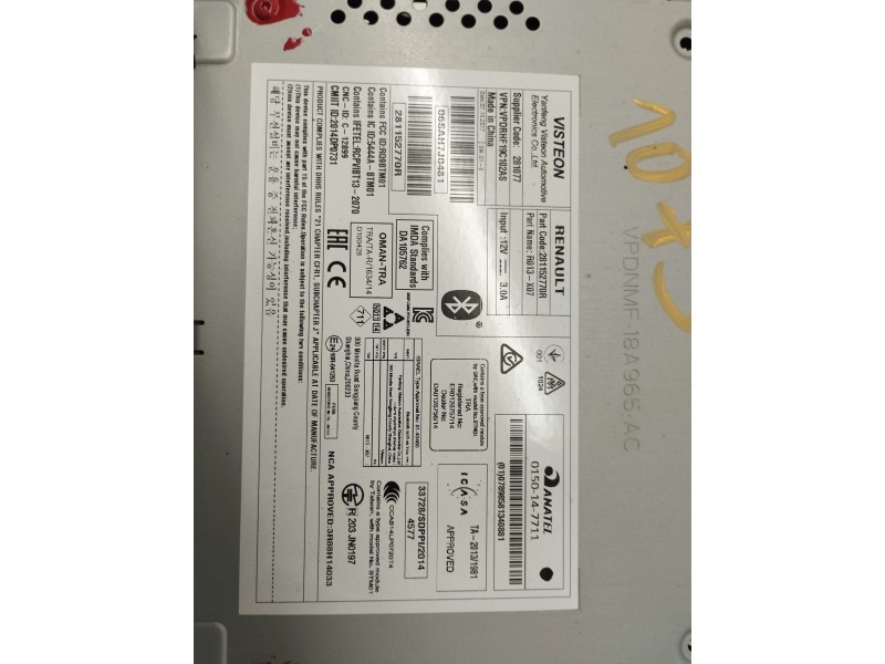 Recambio de sistema audio / radio cd para renault twingo iii limited referencia OEM IAM 281152770R  