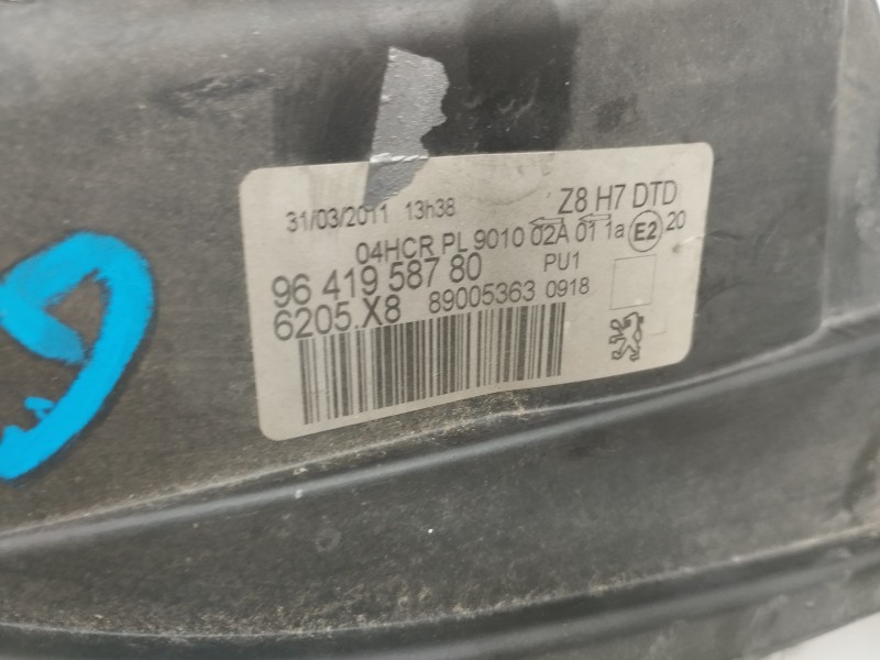 Recambio de faro derecho para peugeot 607 (s1) 2.2 hdi fap cat referencia OEM IAM 9641958780  