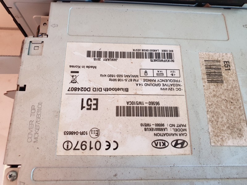 Recambio de pantalla multifuncion para kia rio basic referencia OEM IAM 965601W510  
							