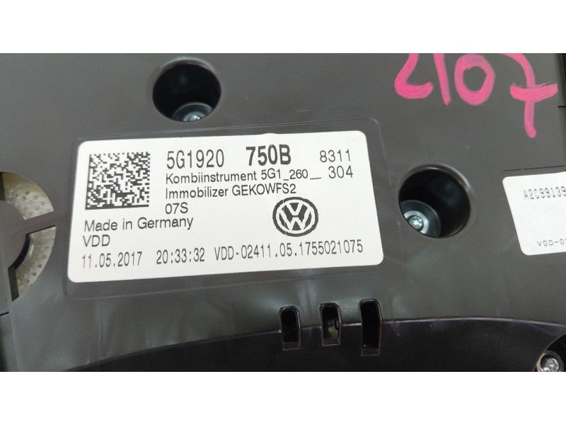 Recambio de cuadro instrumentos para volkswagen golf vii (5g1, bq1, be1, be2) 1.0 tsi referencia OEM IAM 5G1920750B  