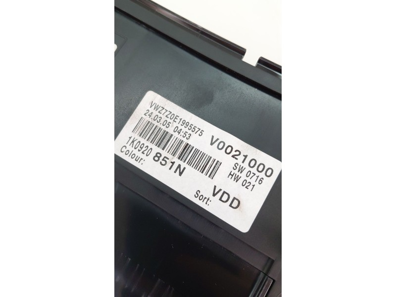 Recambio de cuadro instrumentos para volkswagen golf v (1k1) 1.6 referencia OEM IAM 1K0920851N  
							