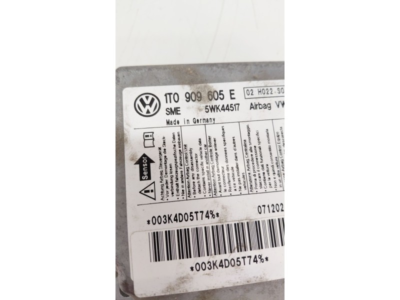 Recambio de centralita airbag para volkswagen touran (1t3) 1.6 tdi dpf referencia OEM IAM 1T0909605E  
							