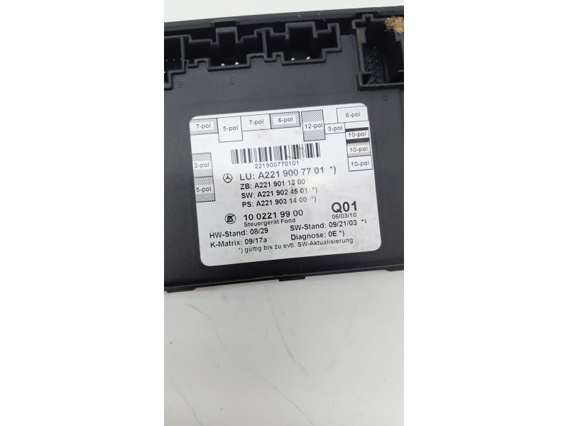 Recambio de centralita cierre para mercedes-benz clase s (w221) berlina s 350 cdi 4-matic (221.080) referencia OEM IAM A22190077