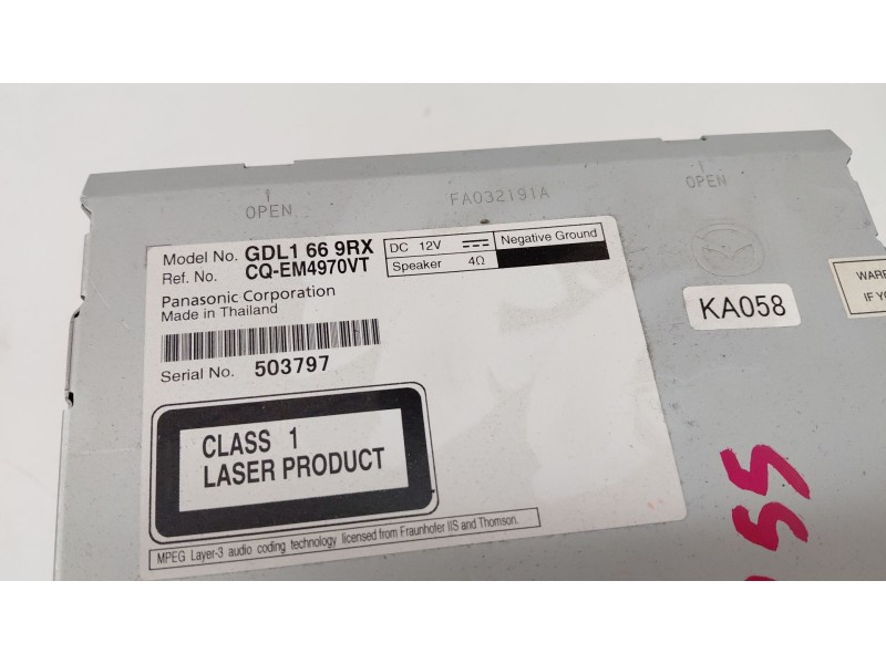 Recambio de sistema audio / radio cd para mazda 6 hatchback (gh) 2.2 d (gh10) referencia OEM IAM GDL1669RX  
							