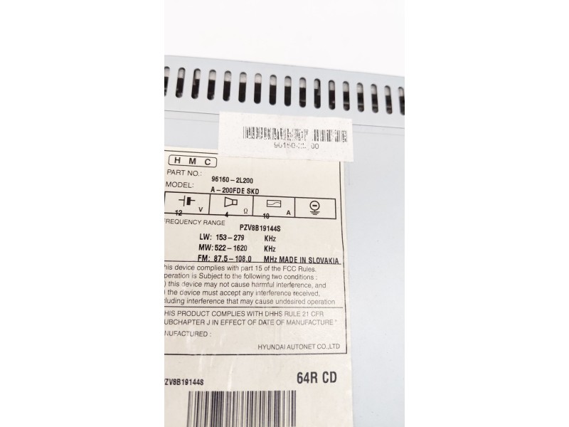 Recambio de sistema audio / radio cd para hyundai i30 1.4 cat referencia OEM IAM 961502L00  
							