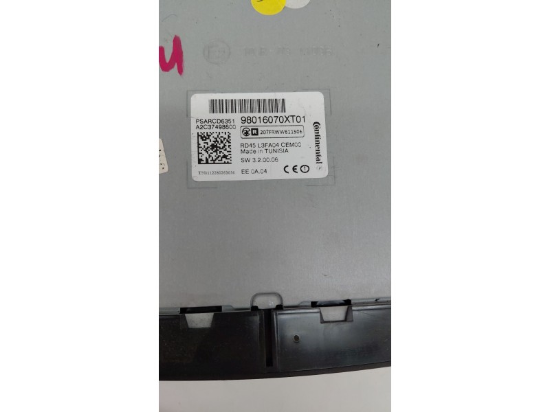 Recambio de sistema audio / radio cd para citroën c3 ii (sc_) 1.1 i referencia OEM IAM 98016070XT01  
							