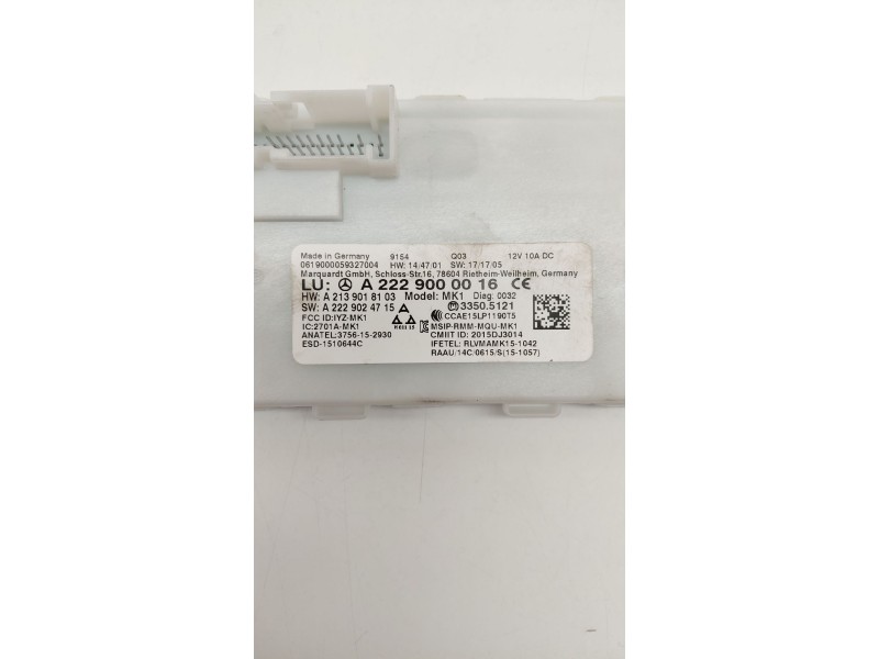 Recambio de modulo electronico para mercedes-benz clase e descapotable (a238) e 200 (238.442) referencia OEM IAM A2229000016  
							