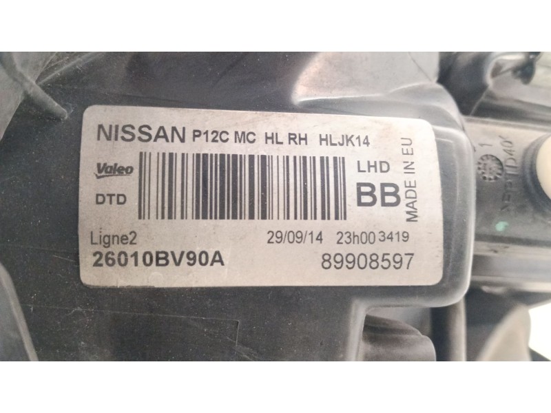 Recambio de faro derecho para nissan juke (f15) 1.6 referencia OEM IAM 26010BV90A  