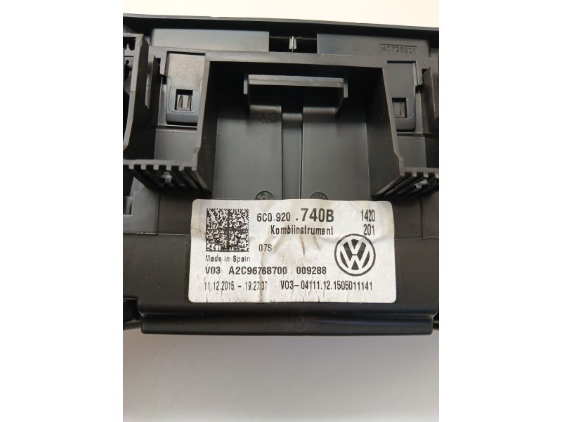 Recambio de cuadro instrumentos para volkswagen polo v (6r1, 6c1) 1.0 referencia OEM IAM 6C0920740B  
							