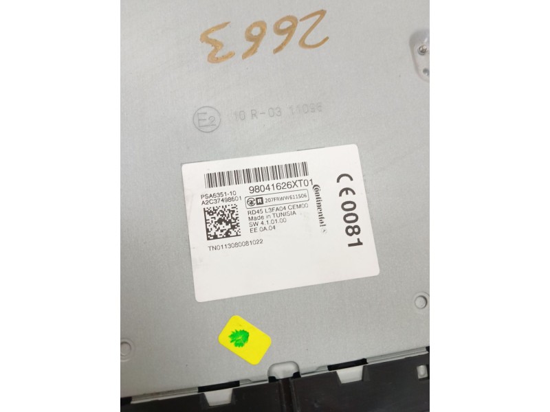 Recambio de sistema audio / radio cd para peugeot 5008 (0u_, 0e_) 1.6 16v referencia OEM IAM 98041626XT01  