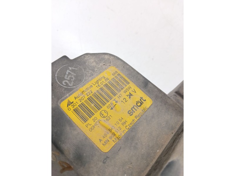 Recambio de faro derecho para smart forfour (454) 1.1 (454.033) referencia OEM IAM A4545401054  
							