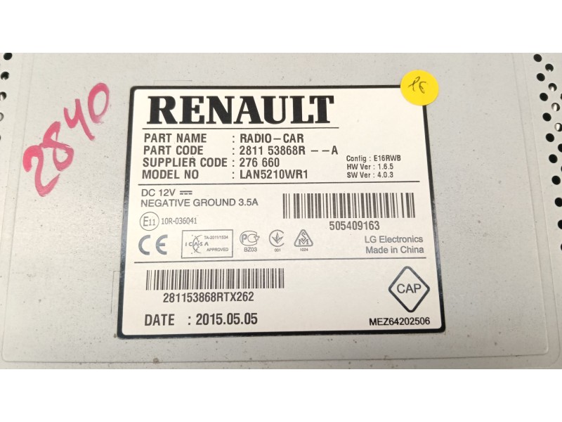 Recambio de pantalla multifuncion para renault clio iv (bh_) 1.2 16v referencia OEM IAM 281153868R  
							