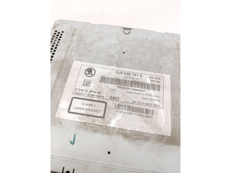 Recambio de sistema audio / radio cd para skoda rapid (nh3, nk3, nk6) 1.6 tdi referencia OEM IAM 5J0035161E  