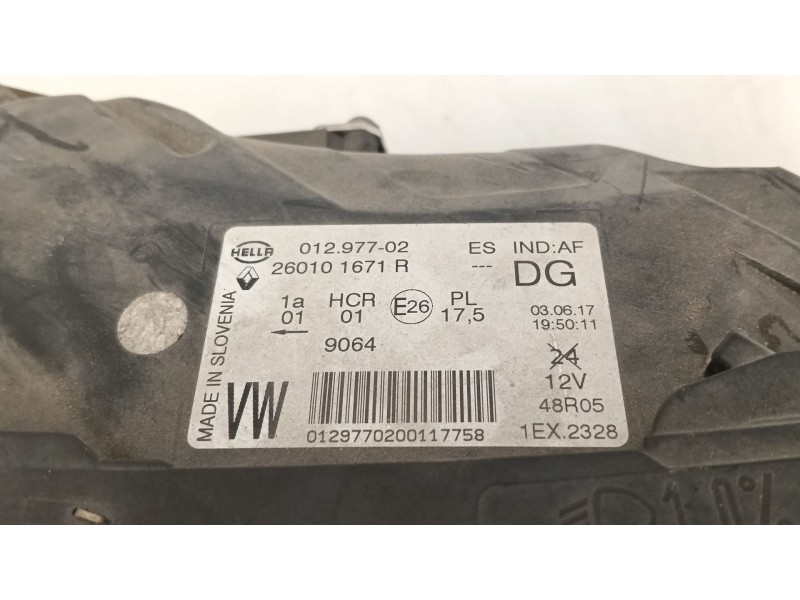 Recambio de faro derecho para renault captur i (j5_, h5_) 1.2 tce 120 referencia OEM IAM 260101671R  