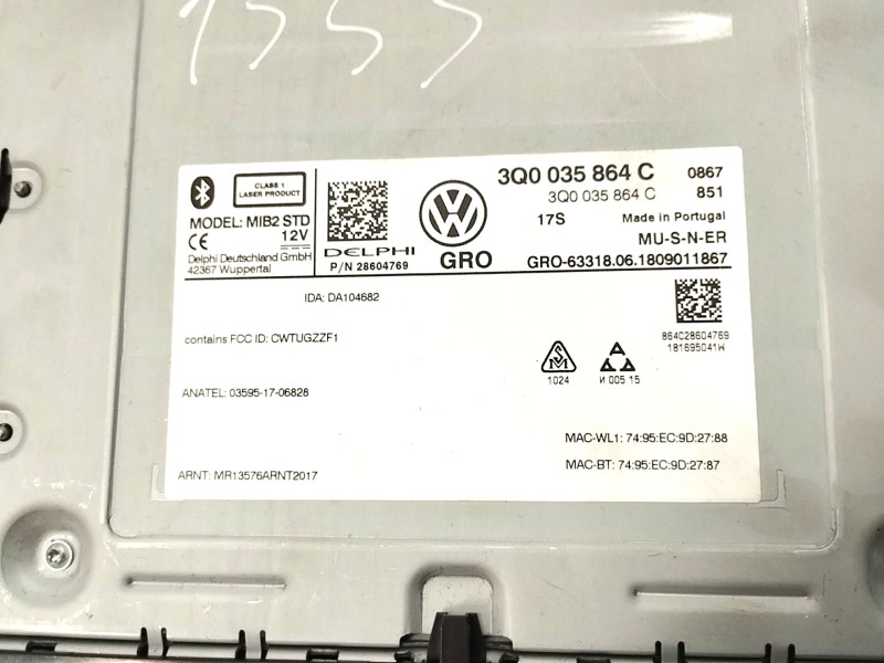 Recambio de sistema dvd para volkswagen arteon (3h7) r-line 4motion referencia OEM IAM 3Q0035864C  