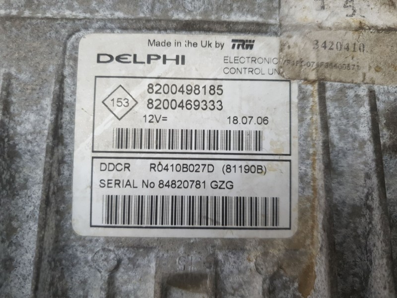 Recambio de centralita motor uce para renault kangoo (f/kc0) 1.5 dci diesel referencia OEM IAM 8200498185  
							