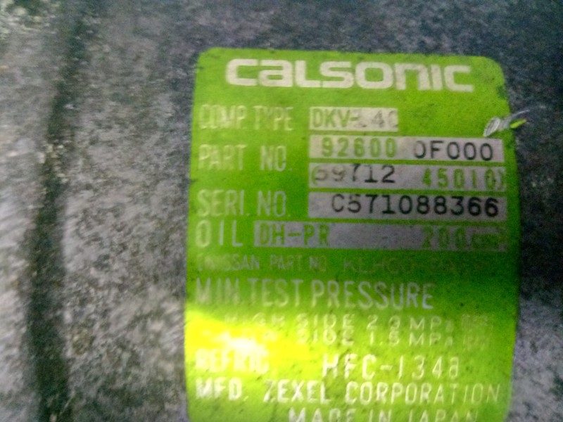 Recambio de compresor aire acondicionado para nissan terrano/terrano.ii (r20) 2.7 turbodiesel referencia OEM IAM 926000F000  
							