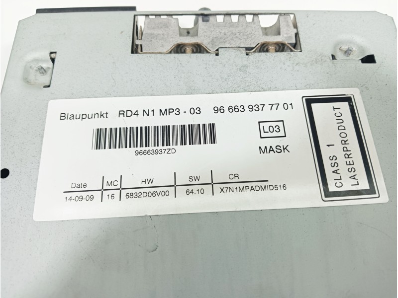 Recambio de sistema audio / radio cd para citroën c5 station wagon 2.0 hdi fap referencia OEM IAM 966639377701  
							