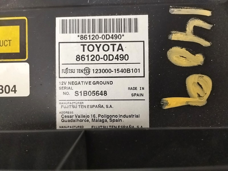 Recambio de sistema audio / radio cd para toyota yaris 1.0 cat referencia OEM IAM 861200D490  