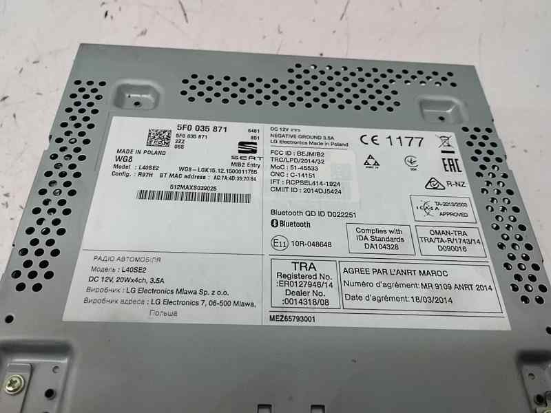 Recambio de pantalla multifuncion para seat toledo (kg3) 1.6 tdi 116 cv referencia OEM IAM 5F0035871  