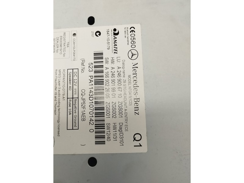 Recambio de sistema audio / radio cd para mercedes-benz clase cla (w117) cla 220 cdi (117.303) referencia OEM IAM A2469006710  
							