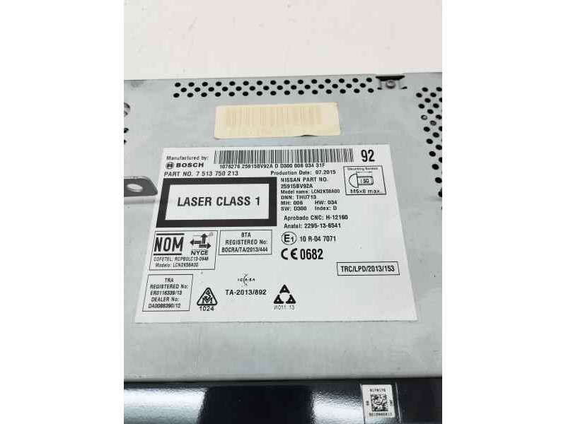 Recambio de sistema audio / radio cd para nissan juke (f15) 1.5 dci 110 cv referencia OEM IAM 7513750213  
							