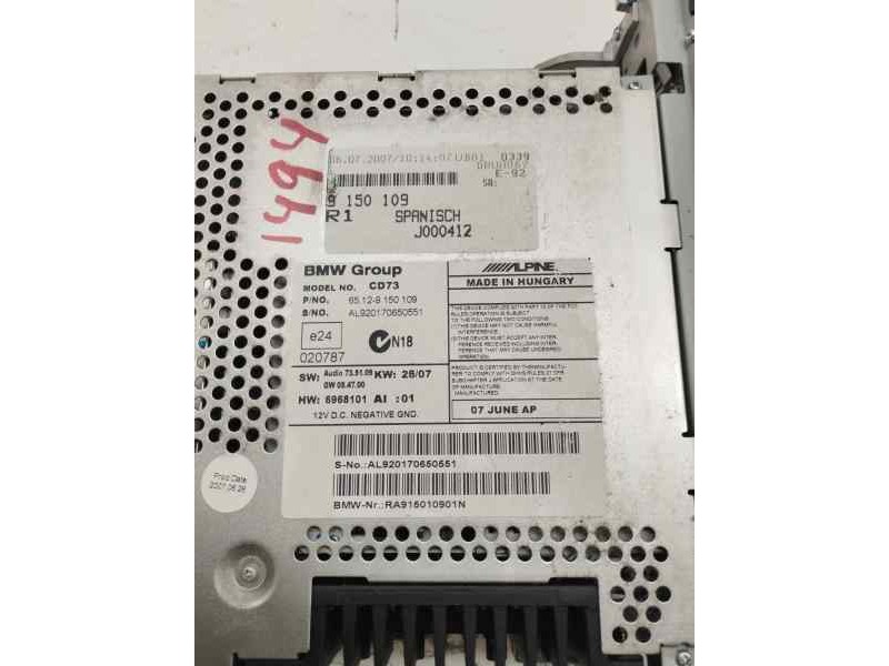 Recambio de sistema audio / radio cd para bmw serie 3 coupe (e92) 2.0 16v cat referencia OEM IAM 65129150109  