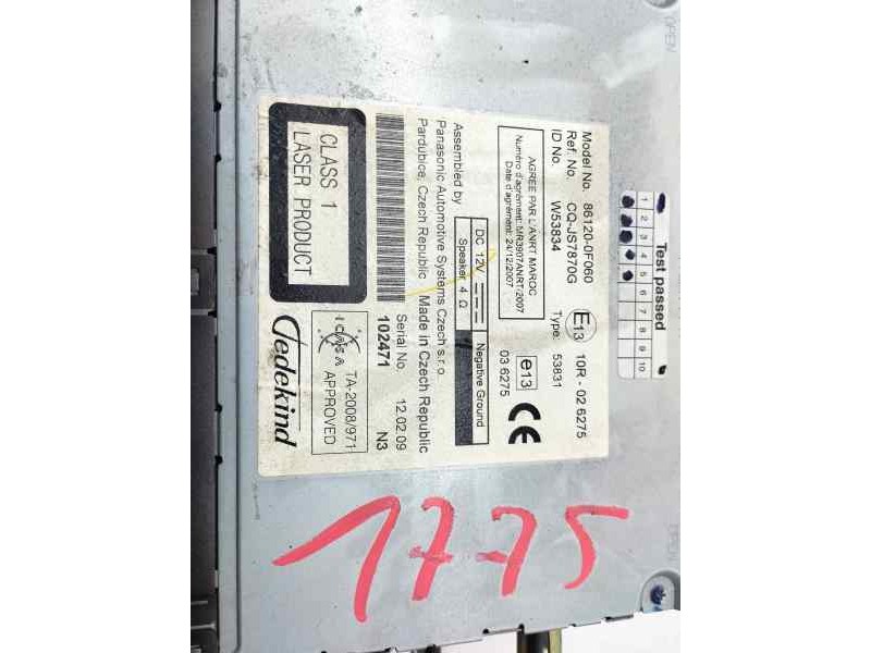 Recambio de sistema audio / radio cd para toyota verso 1.6 vvt-i 16v 132 monospace referencia OEM IAM 861200F060  
							