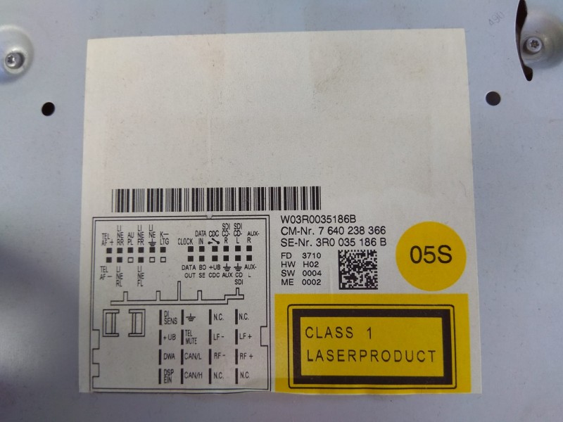 Recambio de sistema audio / radio cd para seat exeo berlina (3r2) 1.8 16v tsi referencia OEM IAM W03R0035186B  
							
