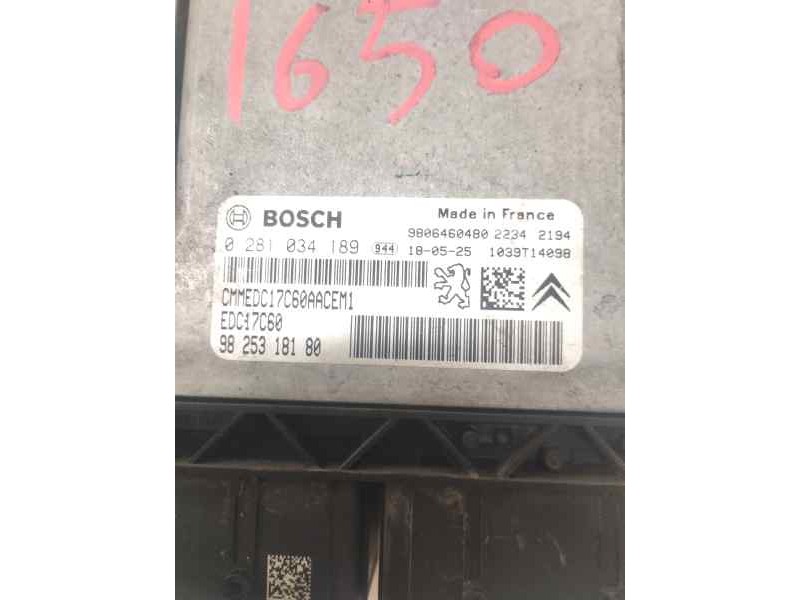 Recambio de centralita motor uce para citroën c-elysée 1.6 100cv referencia OEM IAM 9825318180  