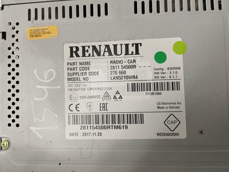 Recambio de pantalla multifuncion para renault clio iv grandtour business referencia OEM IAM 281154500R  