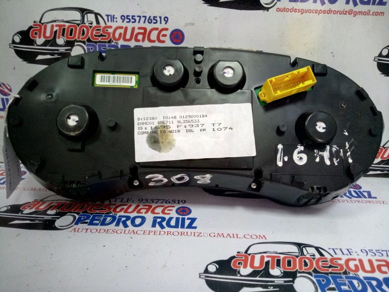Recambio de cuadro instrumentos para peugeot 308 1.6 16v hdi referencia OEM IAM 9665107480   Recambio de cuadro instrumentos para peugeot 308 1.6 16v hdi referencia OEM IAM 9665107480