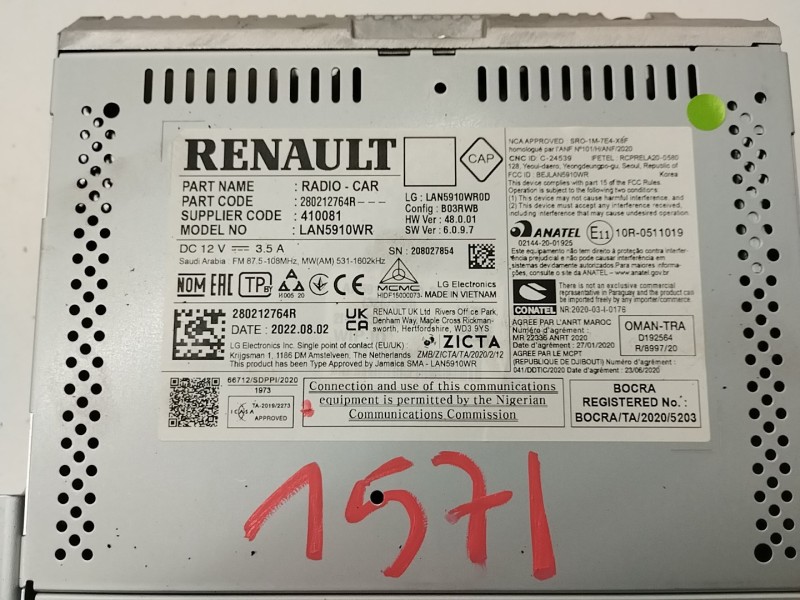 Recambio de pantalla multifuncion para dacia sandero iii 1.0 tce referencia OEM IAM 280212764R  