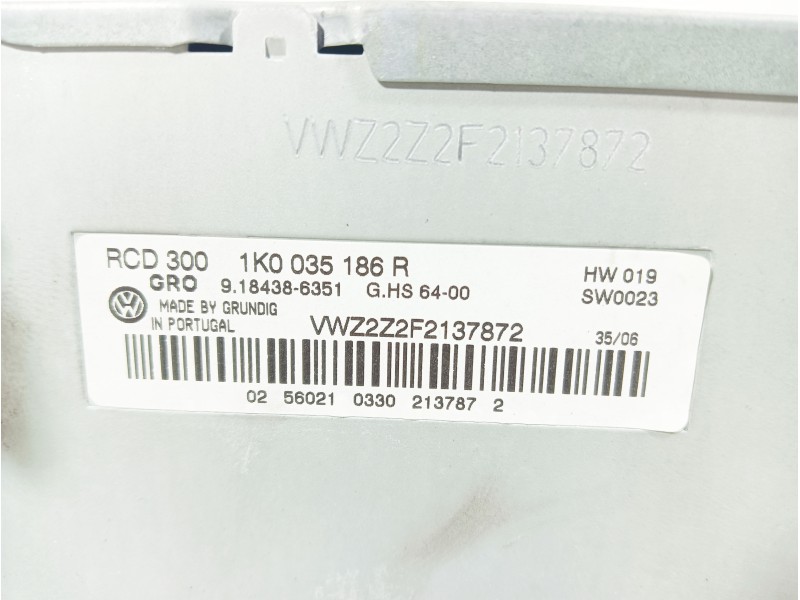 Recambio de sistema audio / radio cd para volkswagen passat variant (3c5) 2.0 tdi referencia OEM IAM 1K0035186R  