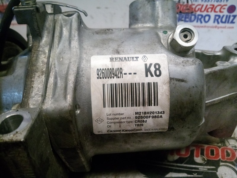 Recambio de compresor aire acondicionado para dacia dokker 1.5 blue dci diesel fap cat referencia OEM IAM 926008942R  