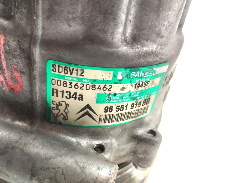 Recambio de compresor aire acondicionado para peugeot 206 berlina 1.6 hdi fap cat (9hz / dv6ted4) referencia OEM IAM 9655191580 
